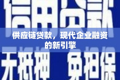 彭泽供应链贷款，现代企业融资的新引擎