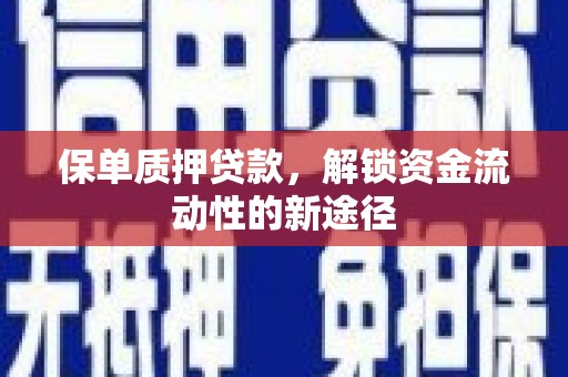 彭泽保单质押贷款，解锁资金流动性的新途径