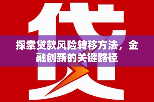彭泽探索贷款风险转移方法，金融创新的关键路径