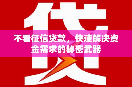 彭泽不看征信贷款，快速解决资金需求的秘密武器