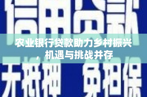 彭泽农业银行贷款助力乡村振兴，机遇与挑战并存